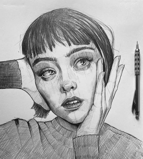 精美素描头像,意大利画家尤苏波夫