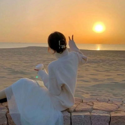 女生头像真人侧脸夕阳图片大全