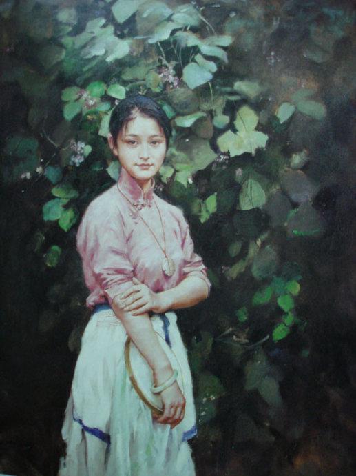 江南美女柔情似水,潘鸿海油画作品