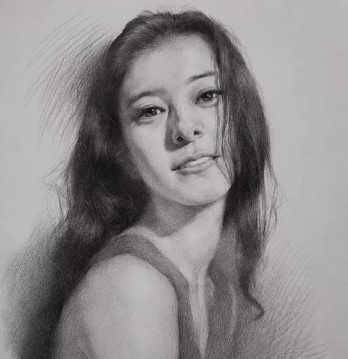 彩色素描女生头像唯美功底