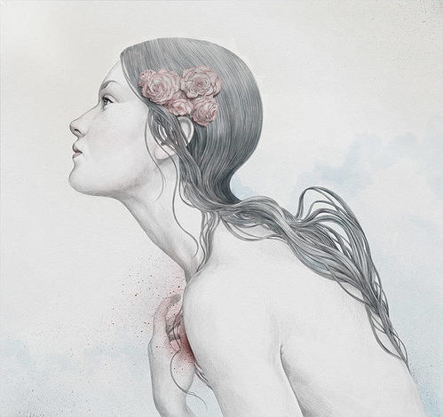 手绘插画他用钢笔画出唯美忧伤的美人