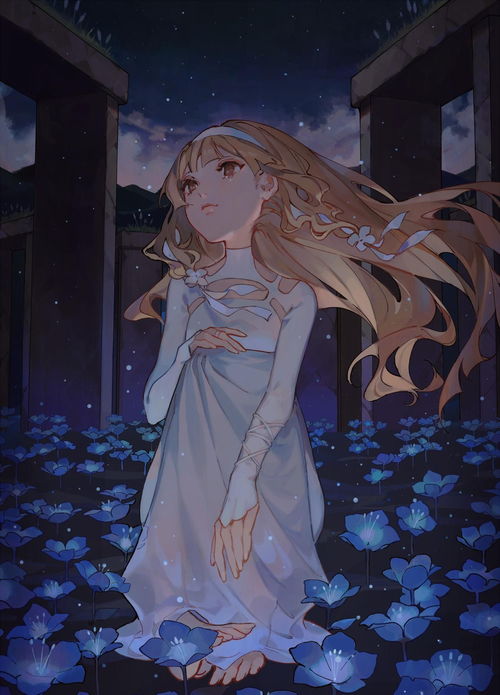 风格浓郁的二次元美少女同人插画,人物就像水晶拼合似的美