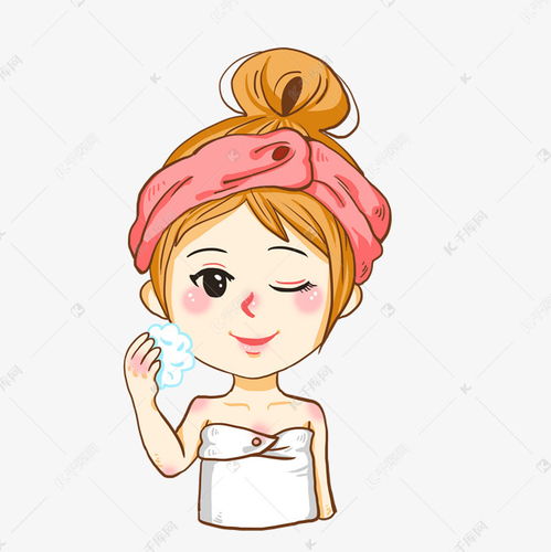 美女洗脸手绘插画素材图片免费下载千库网