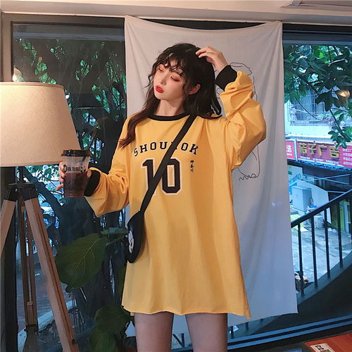 韩版原宿bf风字母印花开叉宽松卫衣女t恤潮p45中纺服饰v10四季星座网