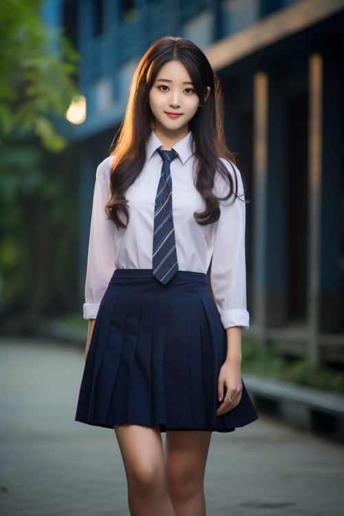 高颜值的校园jk制服气质女生摄影图下载至来源处