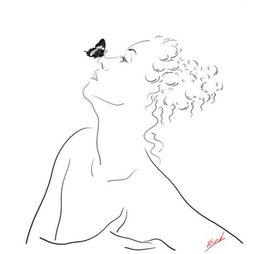 俄罗斯艺术家的极简黑白线描美女人体