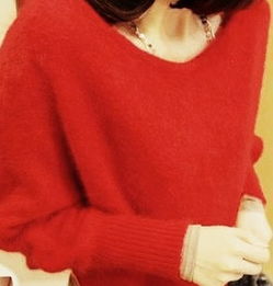 个性网女生头像短发女神穿红色毛衣