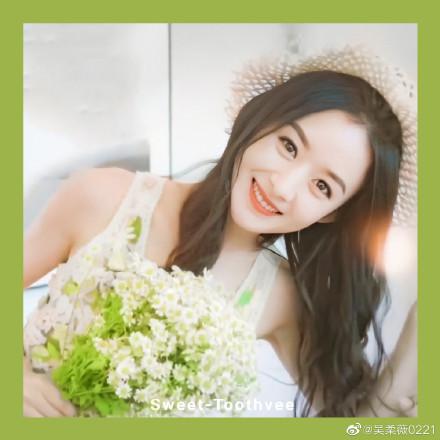赵丽颖巧搭雏菊花一片清凉,这是什么神仙元素,一秒自带少女感