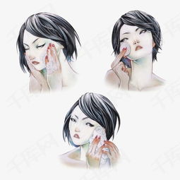 洗脸美女插画素材图片免费下载高清卡通手绘psd千库网图片编号4185961