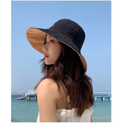 渔夫帽双面戴女韩版百搭折叠遮阳帽遮脸夏季笑脸户外防晒帽子圆脸