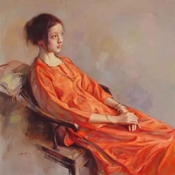 油画家画笔画温柔娴淑的美女