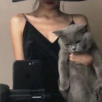 阿萌猫和少女女生单人头像