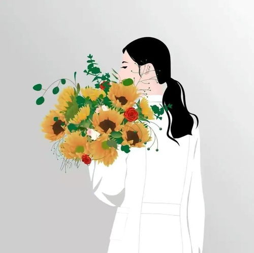 女生手捧鲜花头像