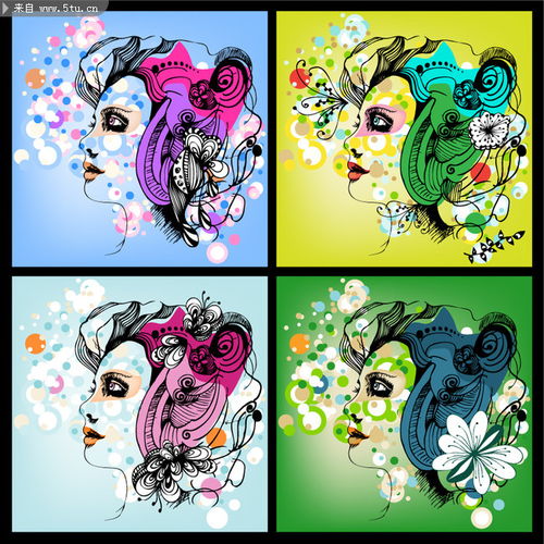 插画美女图片手绘人物头像插画艺术书画艺术