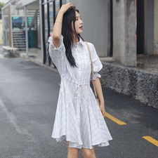 连衣裙女夏2019年春季慵懒风sukol裙小清新超仙复古学院bf风裙子潮