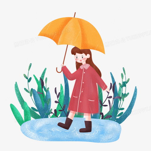 雨水之手绘卡通撑伞的女孩子png图片素材免费下载psd格式45004500像素熊猫办公