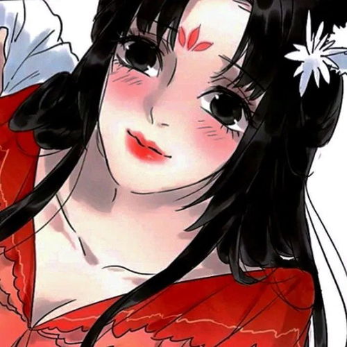 红色手绘古风女生头像