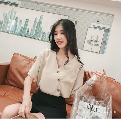 白色绣花蝴蝶雪纺衫女夏韩版学生披风上衣女夏宽松衬衫气质显瘦