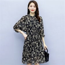 雪纺连衣裙女中长款夏装2021年新款裙子