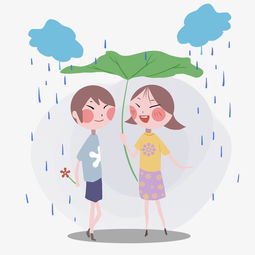 下雨天打荷伞的清新小女孩插画图片素材其他格式下载动漫人物大全