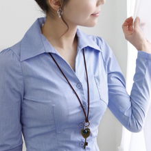 2013春装新款长袖休闲女士衬衫韩版修身职业女式长款正装衬衫