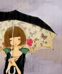 下雨打伞的图片唯美