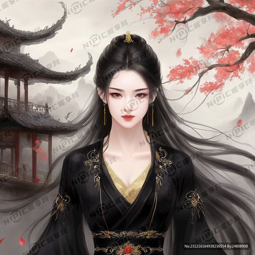 ai创作图高品质精细手绘气质美女黑色衣服眼神犀利高颜值古风少女面容精致毛发精致3d立体超细节超高清nipic.com