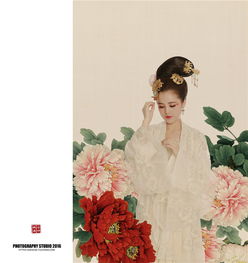 古风工笔画摄影作品簪花仕女白牡丹