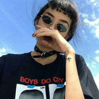 女生绿色头像个性霸气墨镜