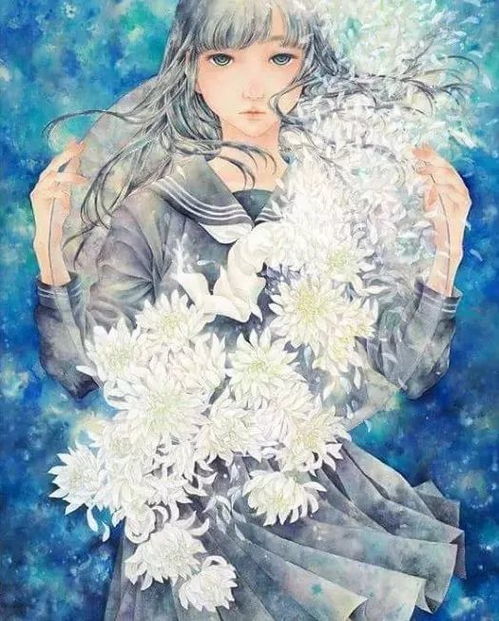 仙气飘飘的日系少女,眉眼低垂间欲言又止的样子