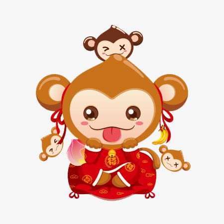 卡通猴透明底banner高清素材平面电商创意素材png素材素材