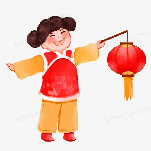 过年女孩拿灯笼手绘插画元素png图片素材免费下载灯笼png22002200像素