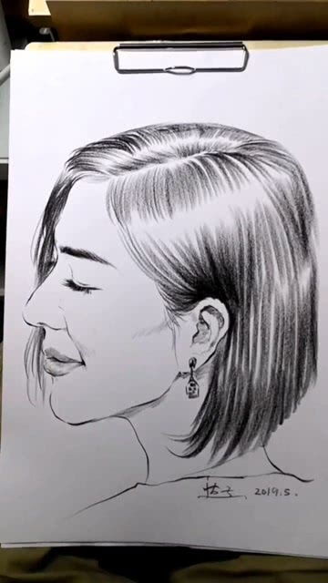 每日一作,达子手绘侧颜短发来一个