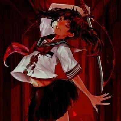 二次元病娇黑化少女图片恐怖血腥动漫图片