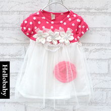 特价秒杀夏季女童超美花朵圆点短袖连衣裙夏季童装宝宝裙纱裙
