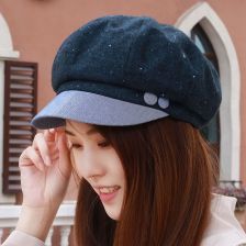 春天花朵八角帽女士帽子韩版贝雷帽时装帽气质瘦脸帽百搭帽鸭舌帽
