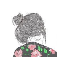 手绘头像女可爱背影