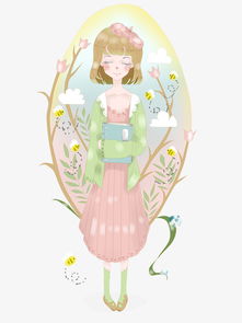 动漫24节气之立春少女小清新png图片素材psb格式下载其他大全