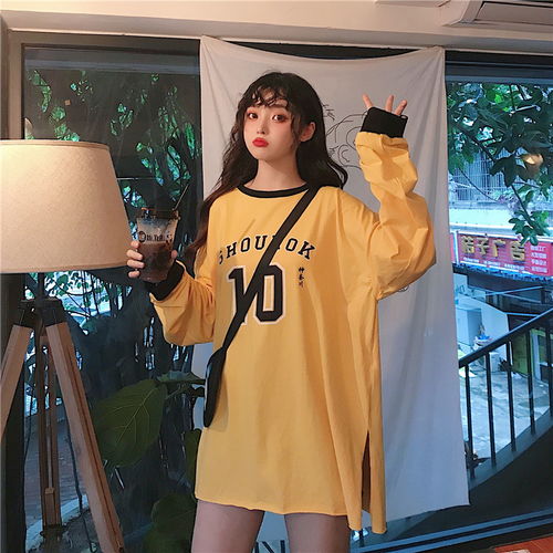 韩版原宿bf风字母印花开叉宽松卫衣女t恤潮p45中纺服饰v10四季星座网