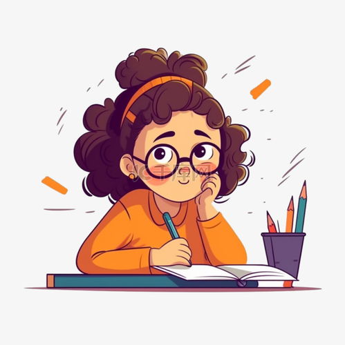 写作业学生认真努力卡通可爱少女素材图片免费下载千库网