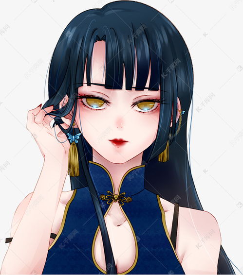 二次元漫画旗袍女人头像素材图片免费下载千库网