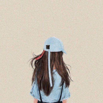 女生头像背影侧脸手绘