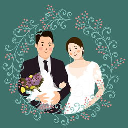 定制类婚纱请柬插画设计手绘头像