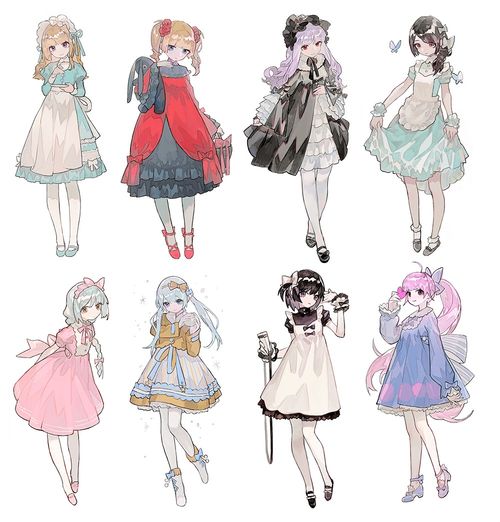 动漫二次元少女,全身像