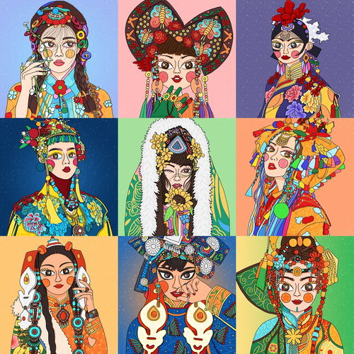 彩绘插画女生头像图片大赏
