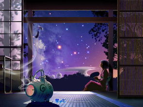 黑夜里孤独的动漫少女独自坐在窗前图片