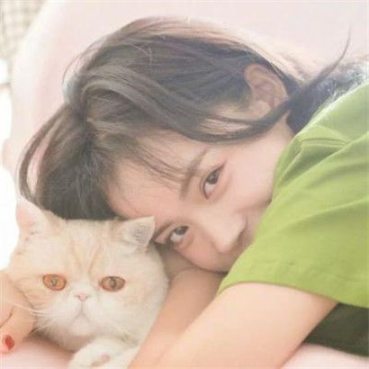 抱着猫侧面的女生头像,送给喜欢猫咪的女生专用的