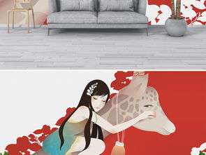 现代手绘卡通美女长颈鹿背景墙壁画图片设计素材高清模板下载46.56mb手绘电视背景墙大全