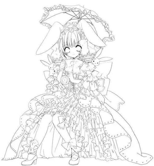 白描线稿超美动漫美女赞赞赞