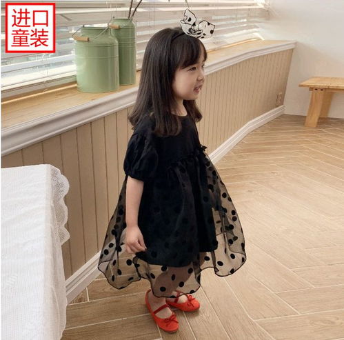 现货韩国童装女童春夏连衣裙波点公主裙女孩纱裙